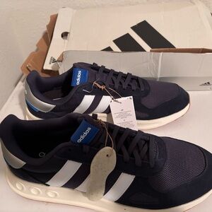 Adidas Navy and White Sneakers